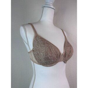 Wacoal‎ 36C beige rosy outlook contour t-shirt underwire bra lightly lined lace